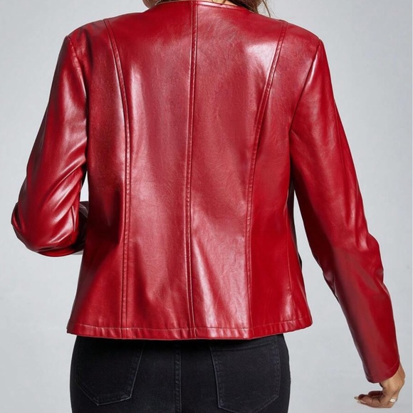 Plus Vegan Leather Zip up Moto jacket - Picture 5 of 12